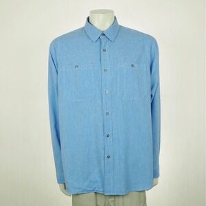 New Orvis Tech Chambray Button Down Shirt Mens Sz XL Blue Outdoor Fishing Tech